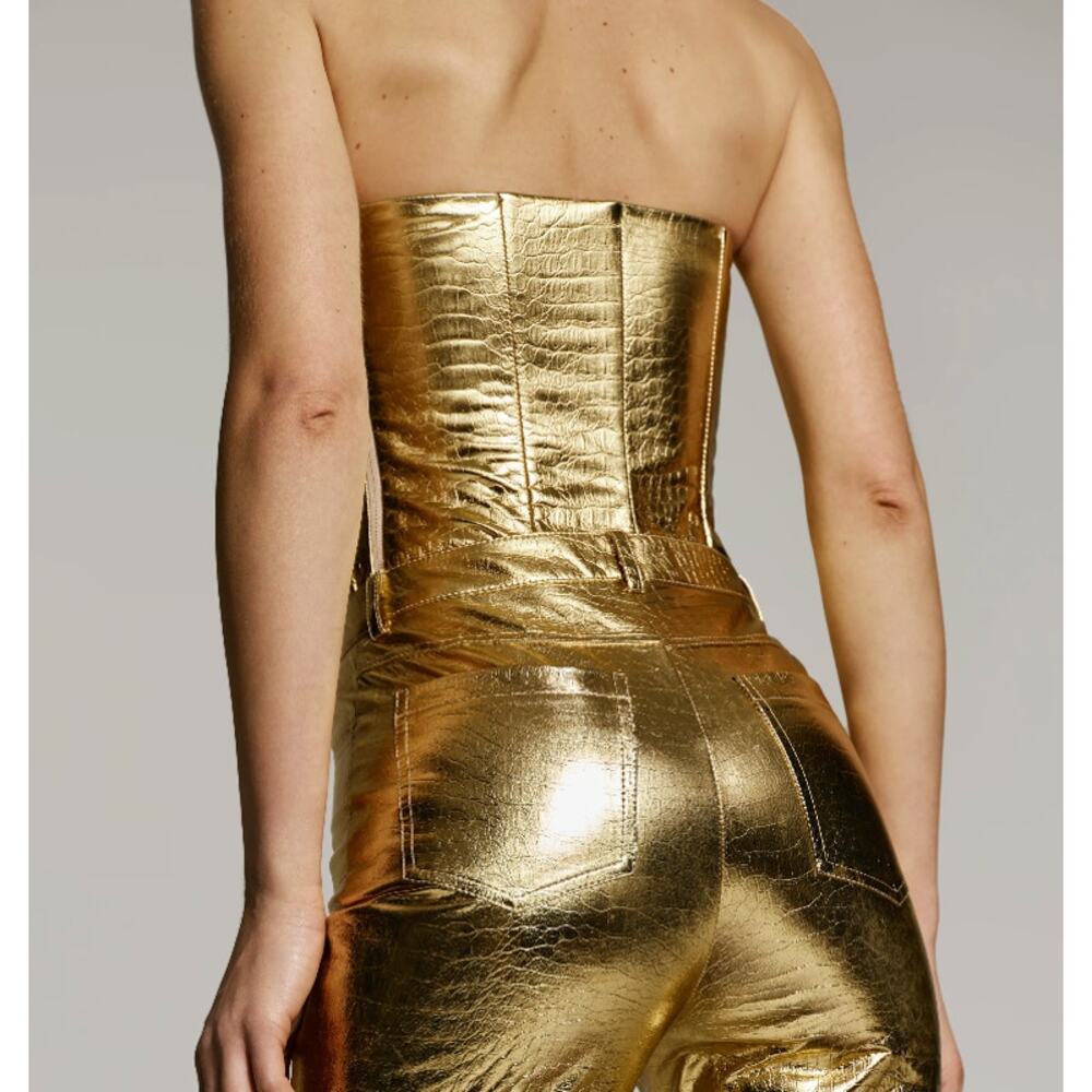 NWT Cultnaked Killa Bandeau in Gold Croc, Small $230 - Picture 2 of 8